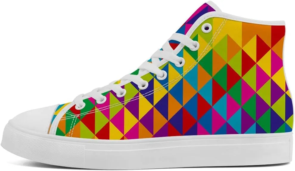 Women's Men's Rainbow High Top Sneakers LGBT High Top Canvas Shoes Lace Up Casual Shoes Gifts for Boyfriend Girlfriend