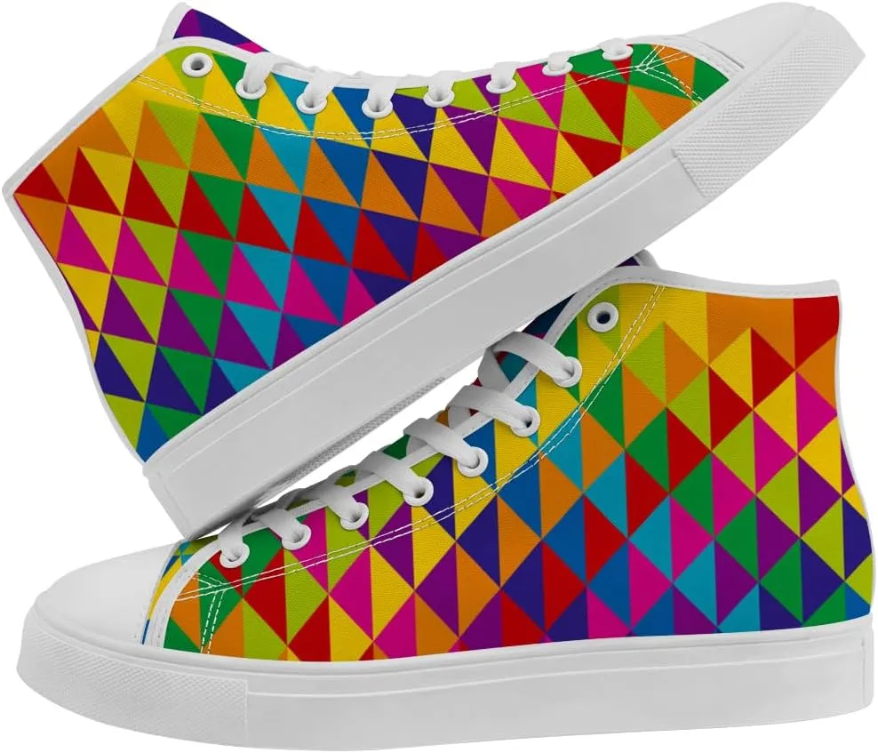 Women's Men's Rainbow High Top Sneakers LGBT High Top Canvas Shoes Lace Up Casual Shoes Gifts for Boyfriend Girlfriend