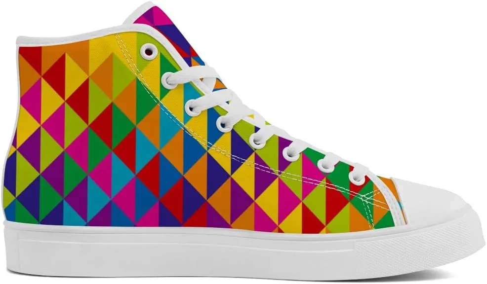 Women's Men's Rainbow High Top Sneakers LGBT High Top Canvas Shoes Lace Up Casual Shoes Gifts for Boyfriend Girlfriend