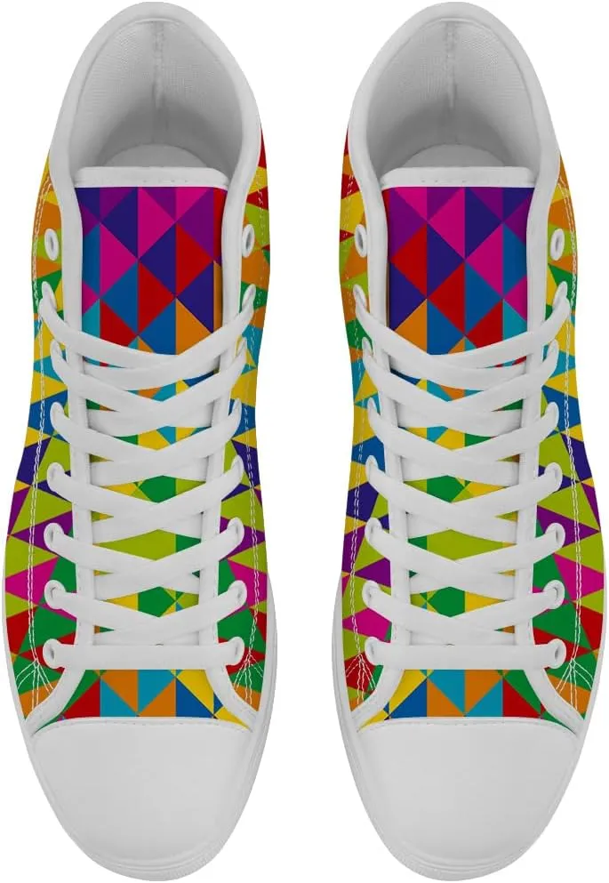 Women's Men's Rainbow High Top Sneakers LGBT High Top Canvas Shoes Lace Up Casual Shoes Gifts for Boyfriend Girlfriend