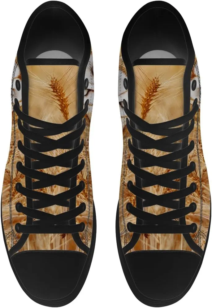 Women's Men's Wheat Field High Top Canvas Shoes High Top Sneakers Lace Up Casual Shoes Gifts for Men Women