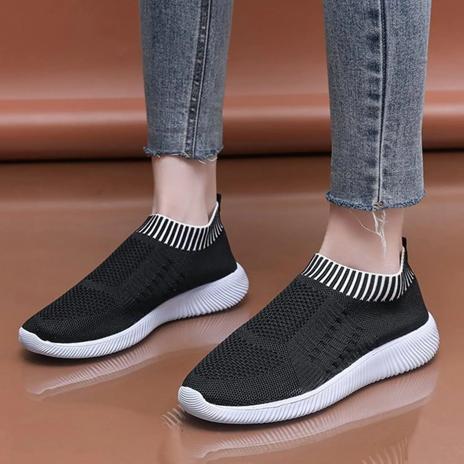 Womens Orthopedic Slip On Casual Shoes Walking Sneakers with Arch Support Comfortable Loafers Plantar Fasciitis Relief Foot Pain Diabetic Feet