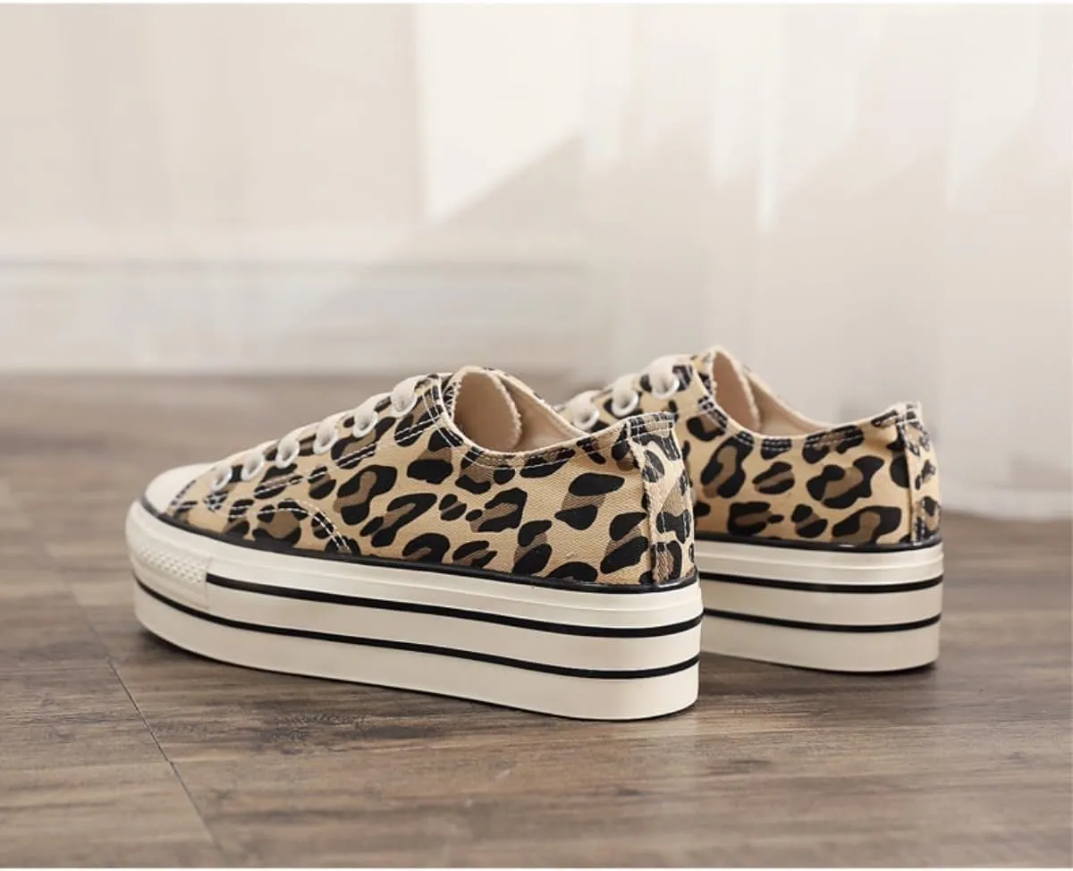 Womens Platform Canvas Shoes Low Top Canvas Sneakers Lace-up Fashion Casual Shoes for Women