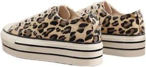 Womens Platform Canvas Shoes Low Top Canvas Sneakers Lace-up Fashion Casual Shoes for Women