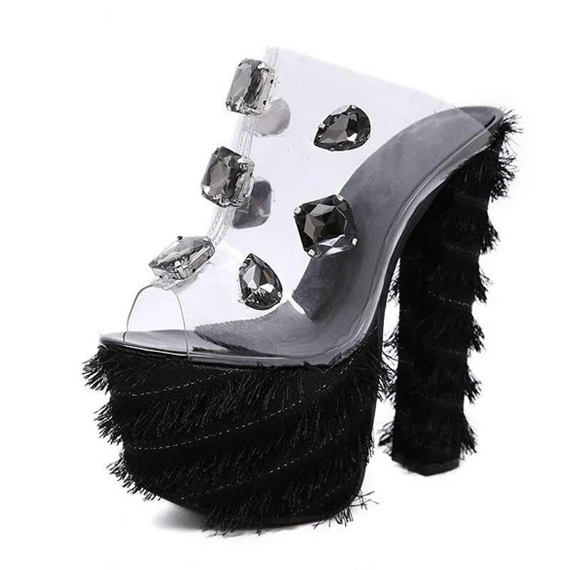 Women's Platform Flip Flops With Square Heels