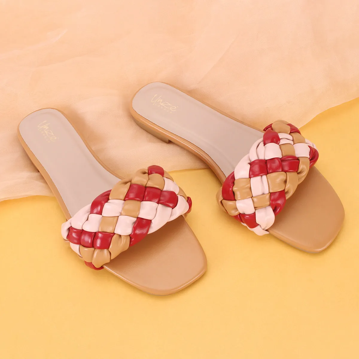 Womens "AMUNET" Braided Open Toe Summer Slippers