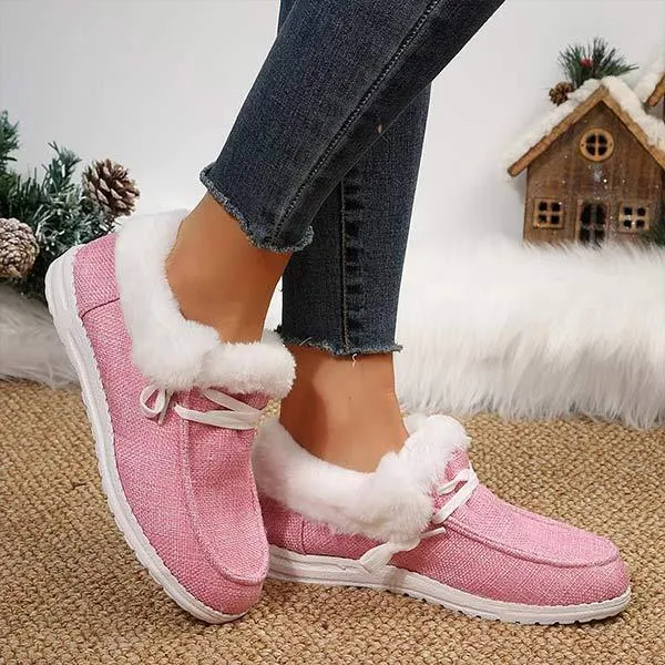 Women's Round-Toe Flat Shoes with Plush Lining for Extra Warmth 96525181C