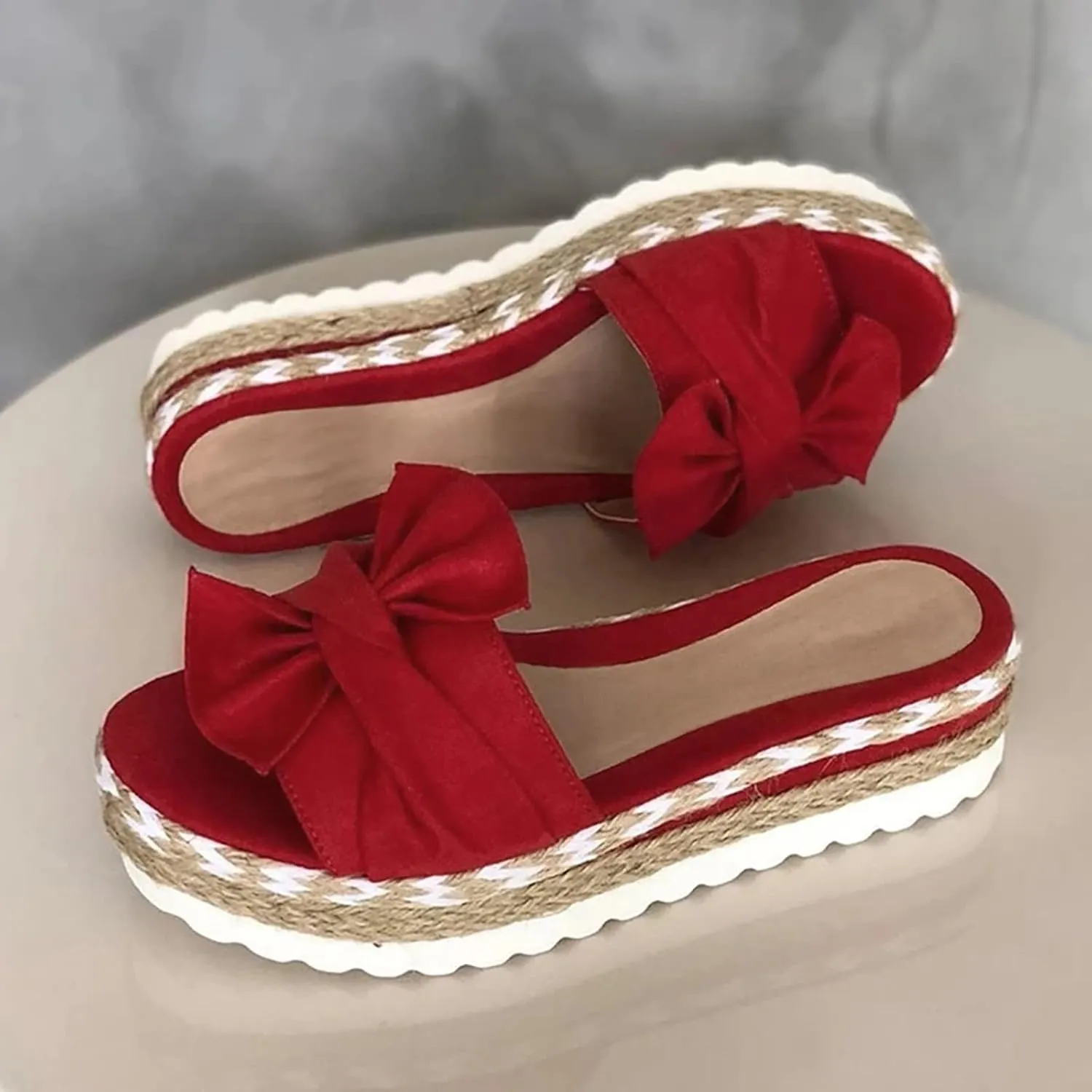 Women's Sandals Dressy, Sandals for Women Slides Sandals Bow Knot Espadrille Platform Sandals Slip On Sandals