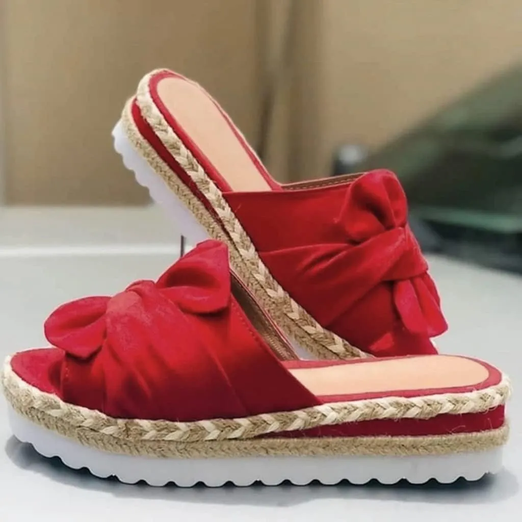 Women's Sandals Dressy, Sandals for Women Slides Sandals Bow Knot Espadrille Platform Sandals Slip On Sandals