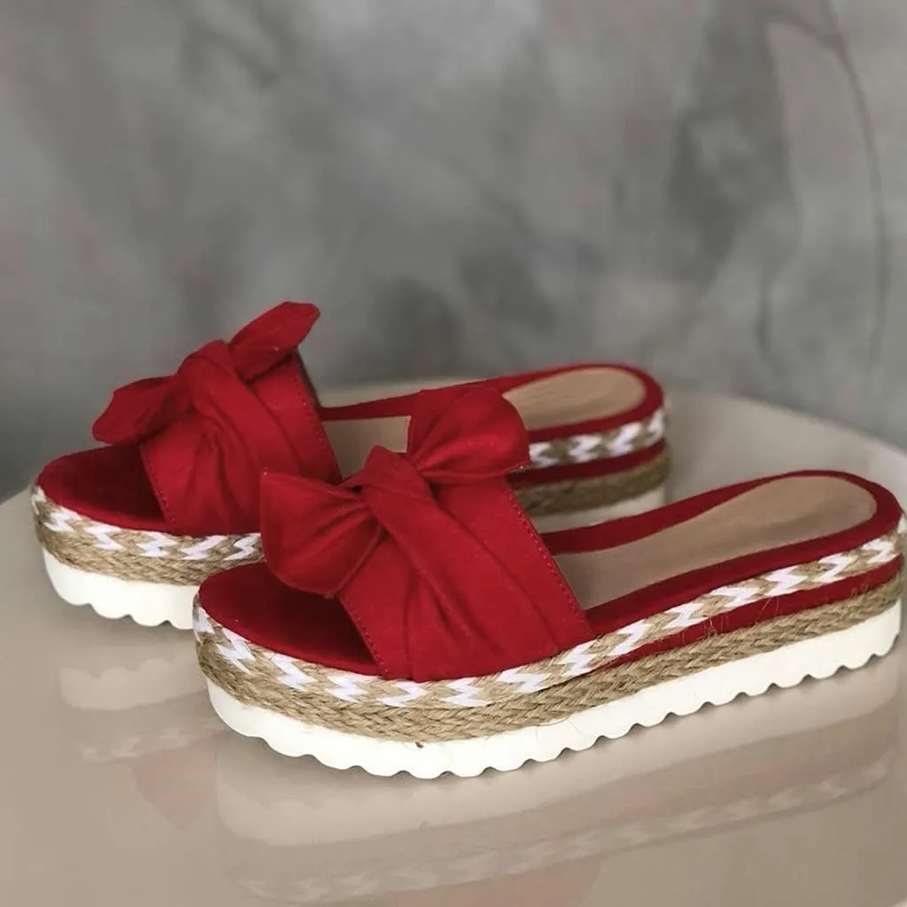 Women's Sandals Dressy, Sandals for Women Slides Sandals Bow Knot Espadrille Platform Sandals Slip On Sandals