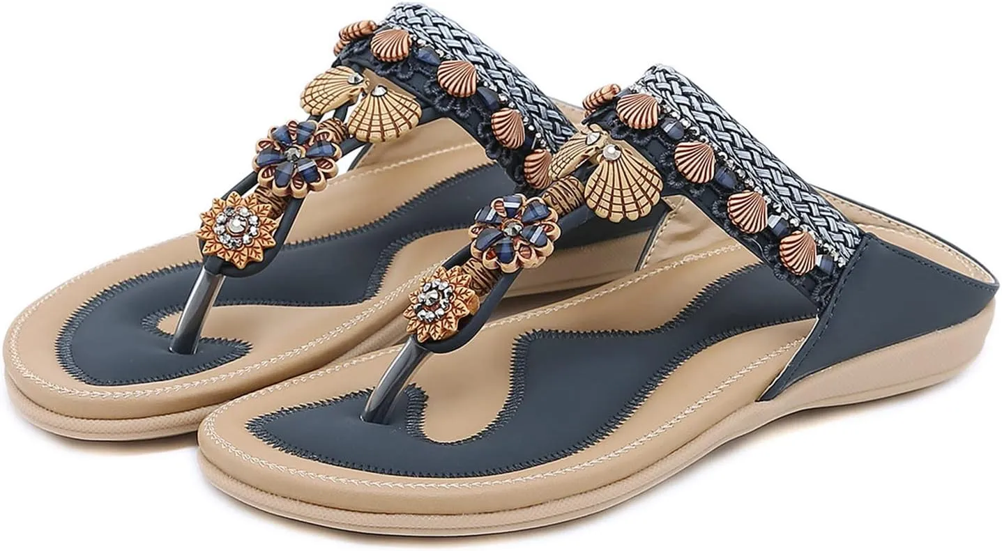 Womens Sandals Flip Flops For Women With Arch Support Comfort Slip On Casual Bohemia Beach Sandal Women Sandals