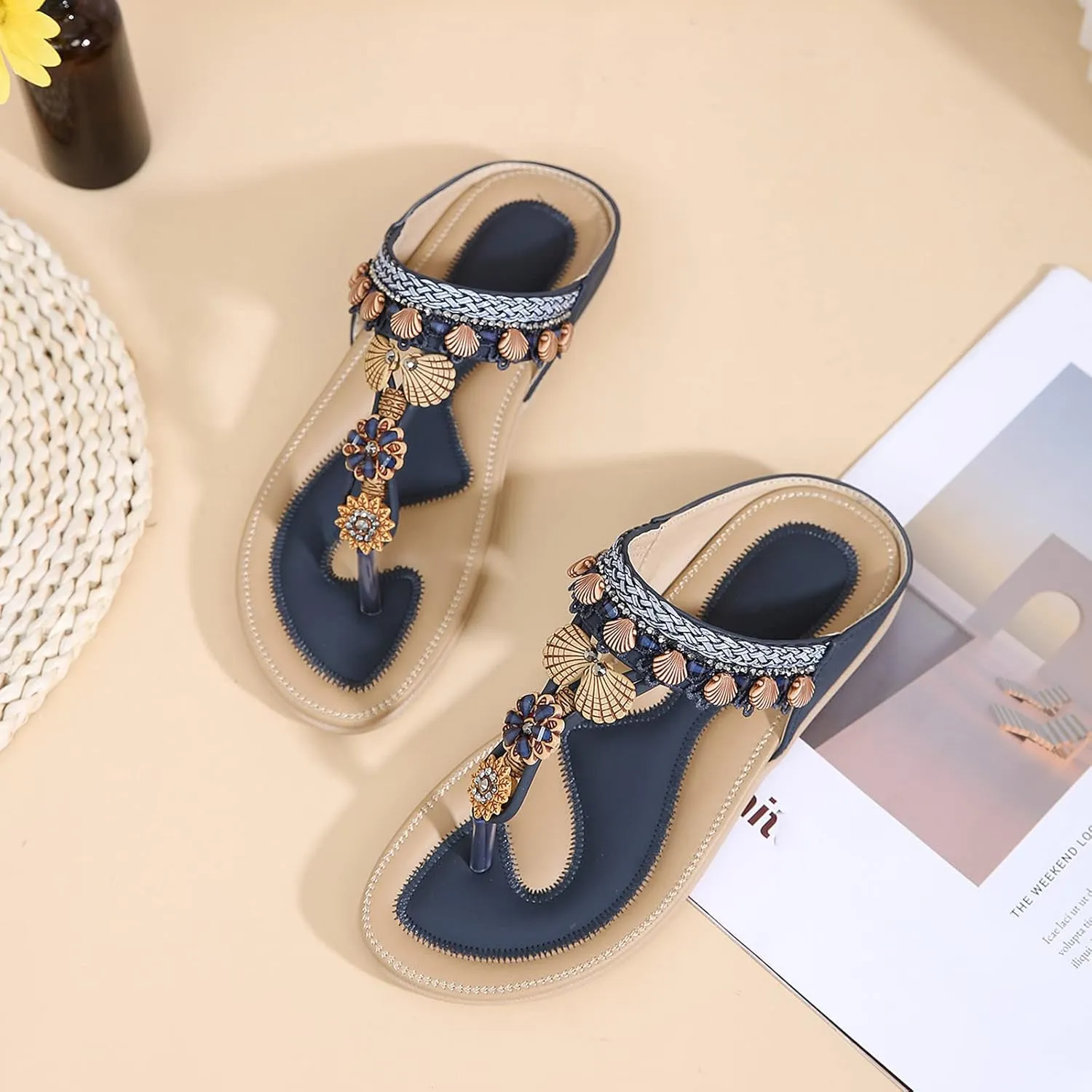 Womens Sandals Flip Flops For Women With Arch Support Comfort Slip On Casual Bohemia Beach Sandal Women Sandals