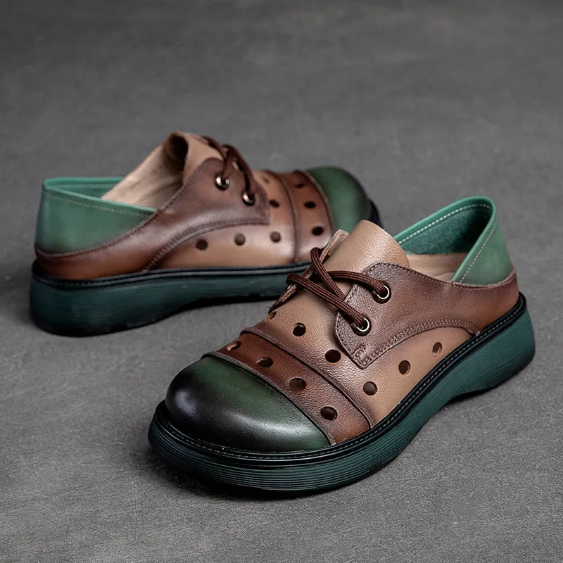 Women's Sandals Genuine Leather Mixed Colors Flats Low Casual Shoes