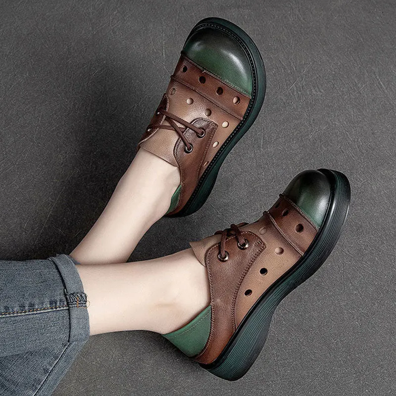 Women's Sandals Genuine Leather Mixed Colors Flats Low Casual Shoes