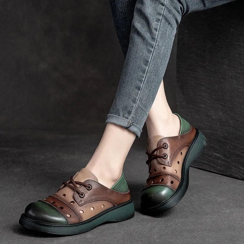 Women's Sandals Genuine Leather Mixed Colors Flats Low Casual Shoes