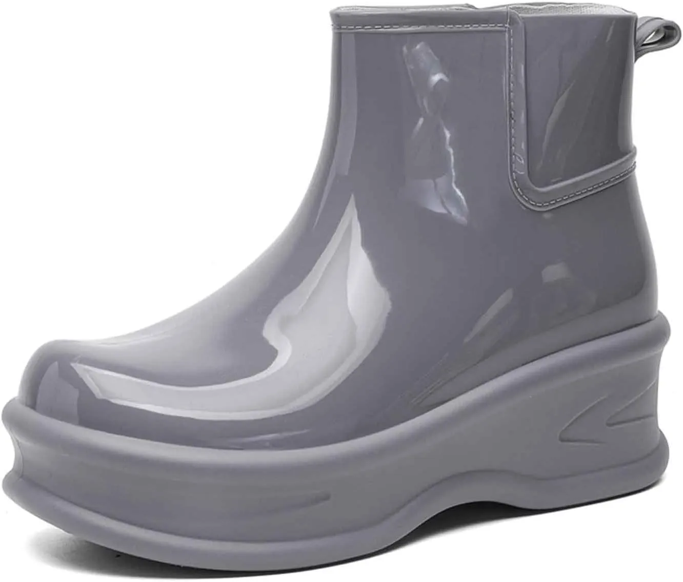 Women's Short Rain Boots Rubber Waterproof Garden Boots Elastic Slip On Insulated Rain Shoe for Outdoor Work Sole