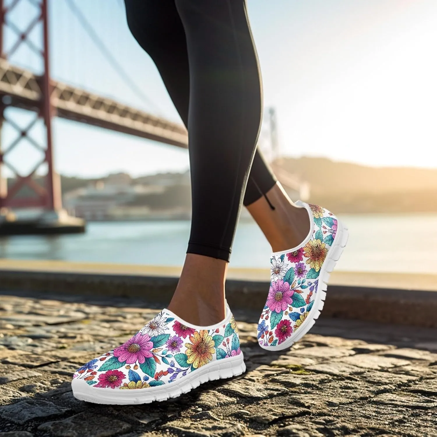 Women's Slip-On Walking Shoes Breathable Mesh Sneakers Casual Shoes