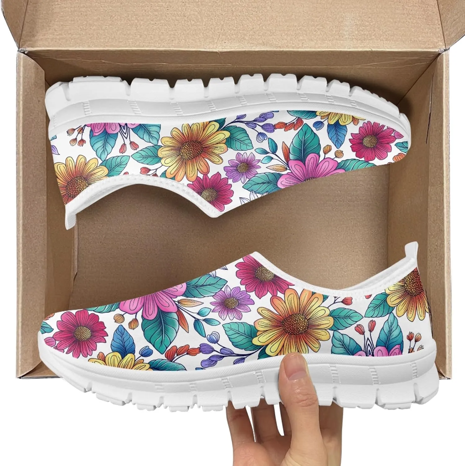 Women's Slip-On Walking Shoes Breathable Mesh Sneakers Casual Shoes