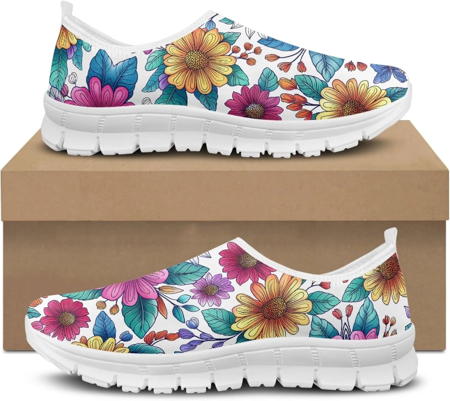 Women's Slip-On Walking Shoes Breathable Mesh Sneakers Casual Shoes