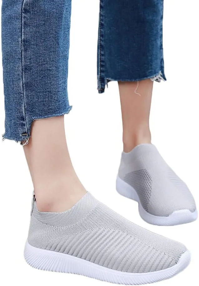 Womens Slip On Walking Shoes Lightweight Breathable Non Slip Mens Running Shoes Wide Casual Shoes Fashion Sneakers Black Tennis Shoe Trainers Shoe