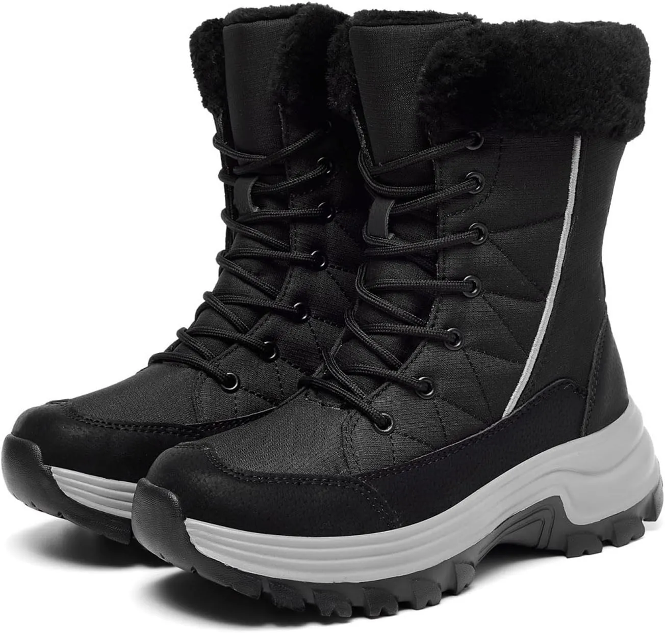 Women's Snow Boot Winter Shoes Ankle Boots for Women Water-proof Mid-Calf Insulated Warm Fleece Lined Anti-Slip & Lace Up Closure Cold Weather Boots Thick Bottom Platform Boots