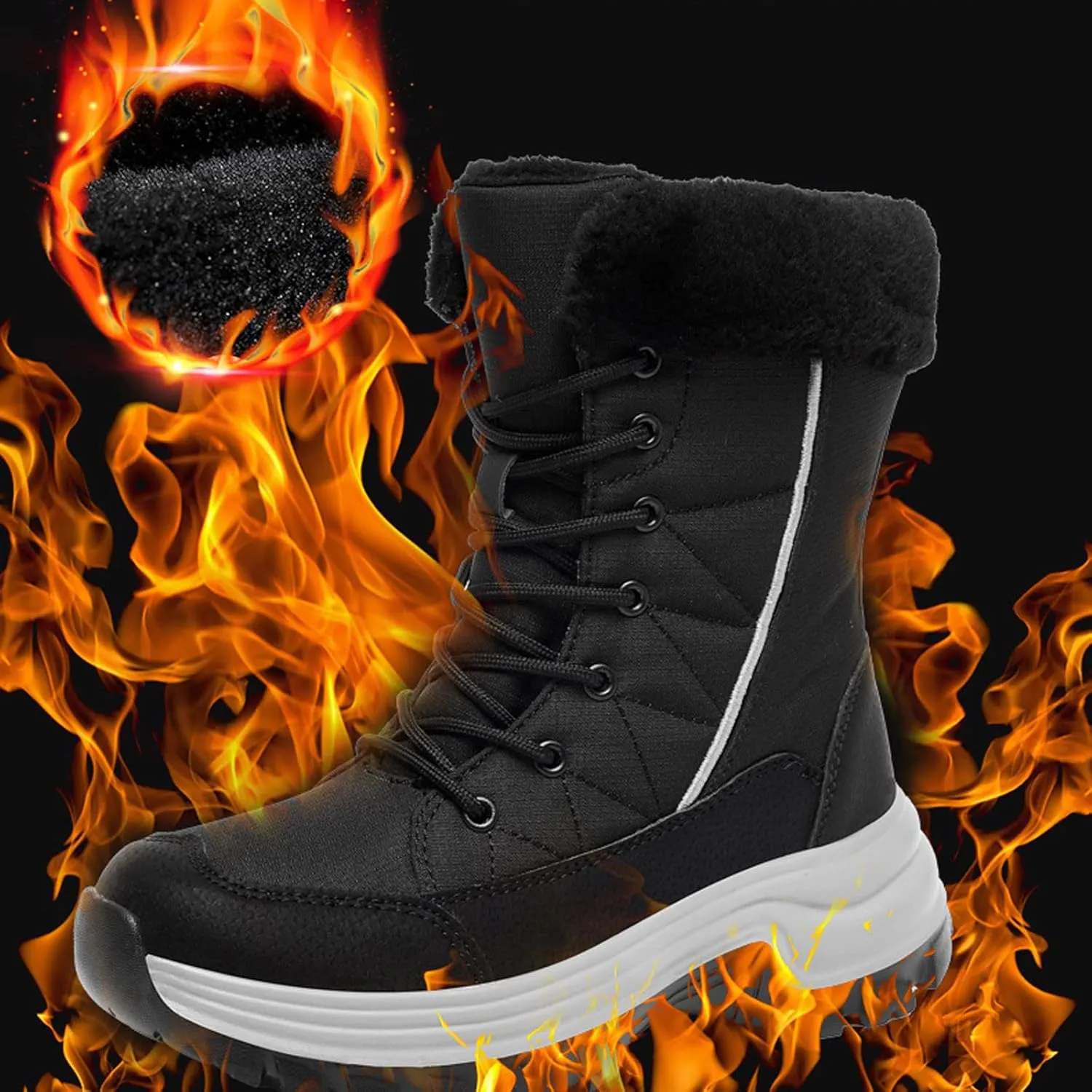 Women's Snow Boot Winter Shoes Ankle Boots for Women Water-proof Mid-Calf Insulated Warm Fleece Lined Anti-Slip & Lace Up Closure Cold Weather Boots Thick Bottom Platform Boots
