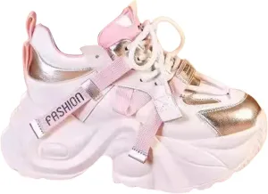 Womens Sport Shoes High Heel Lace-up Women's Sneakers Loafers Fashion Lightweight Cute Round Toe Sneakers Thick Sole Casual Outdoor Walking Shoe