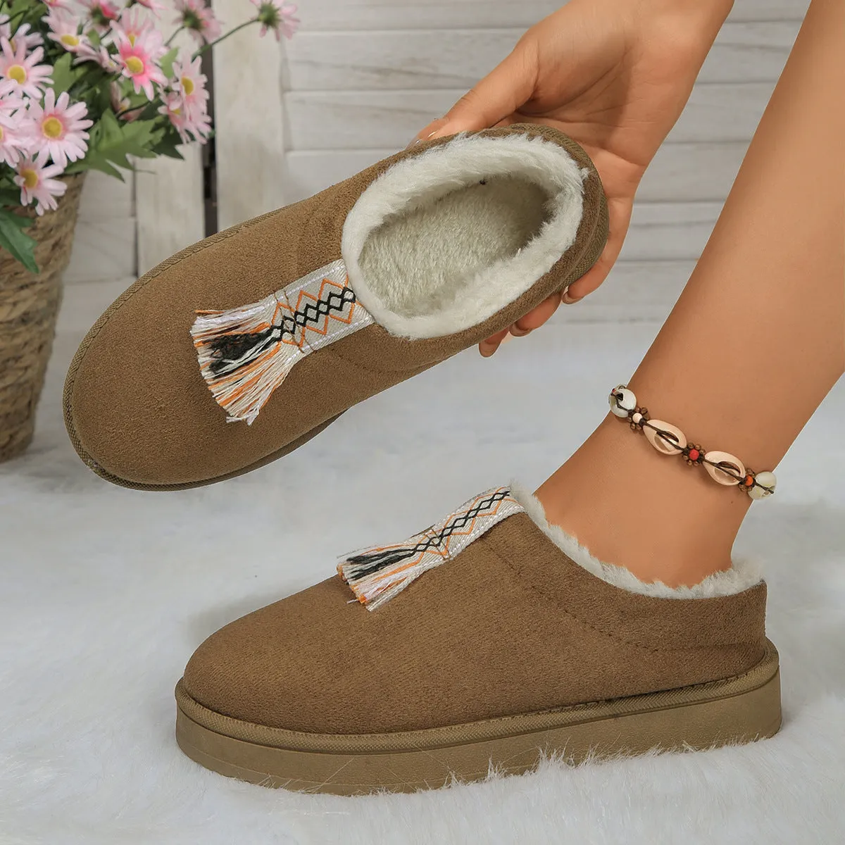 Women’s Suede Plush Slippers