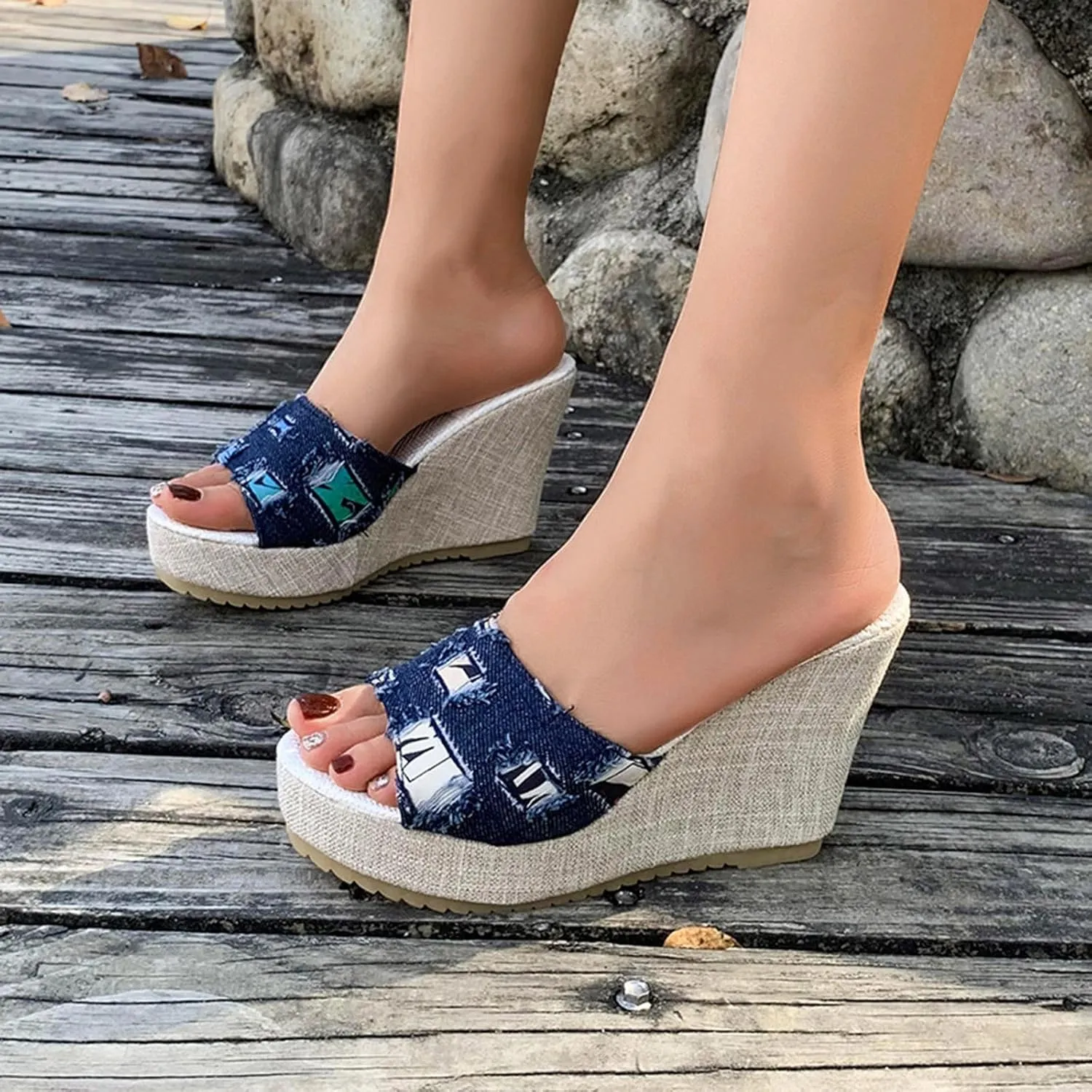 Women's Temperament Platform Sandals Summer Beach Walking Cushion Sandals Fashion Beach Slides