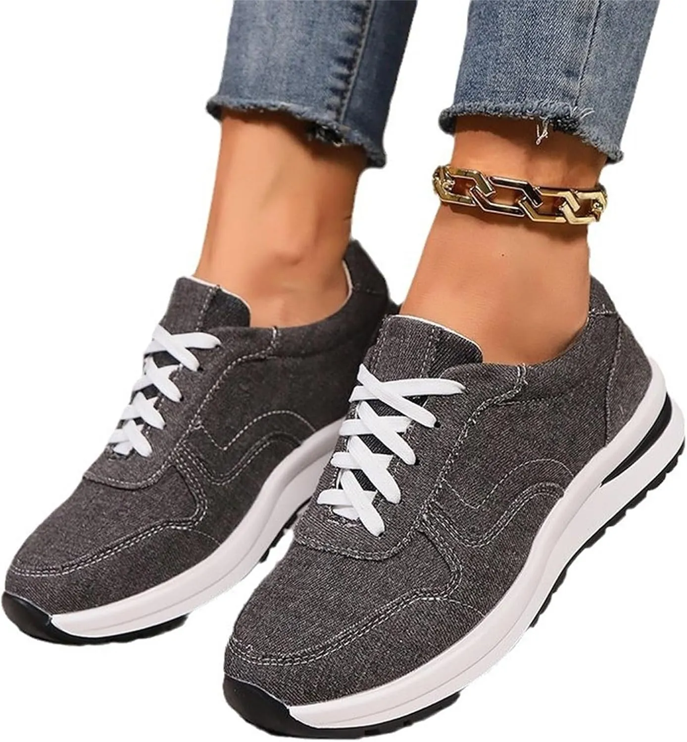 Womens Walking Shoes Fashion Casual Women Shoes Sports Shoes Lace Up Thick Soled Women Shoes Womens Beach Boots Women