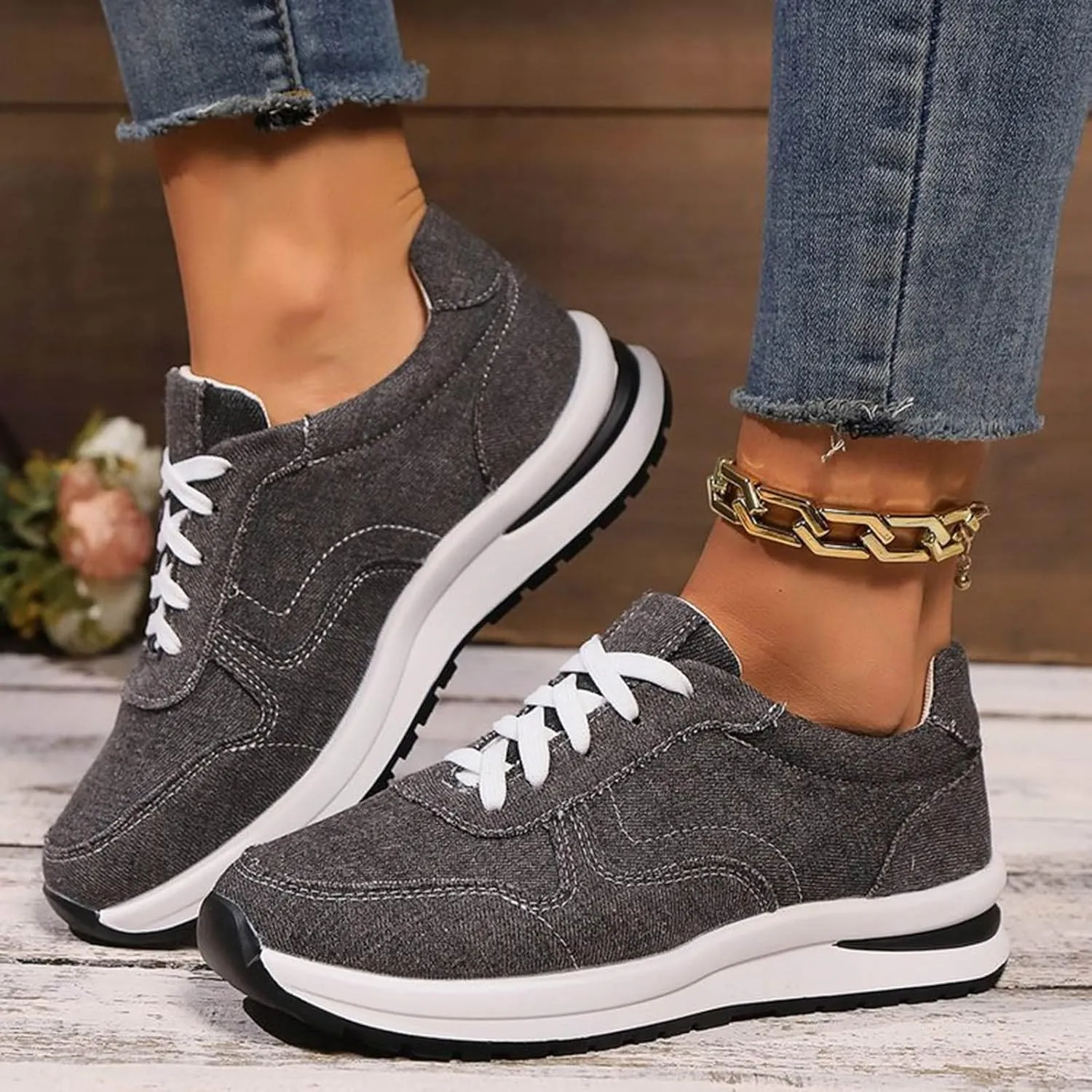 Womens Walking Shoes Fashion Casual Women Shoes Sports Shoes Lace Up Thick Soled Women Shoes Womens Beach Boots Women