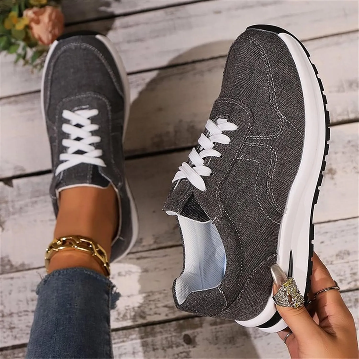 Womens Walking Shoes Fashion Casual Women Shoes Sports Shoes Lace Up Thick Soled Women Shoes Womens Beach Boots Women