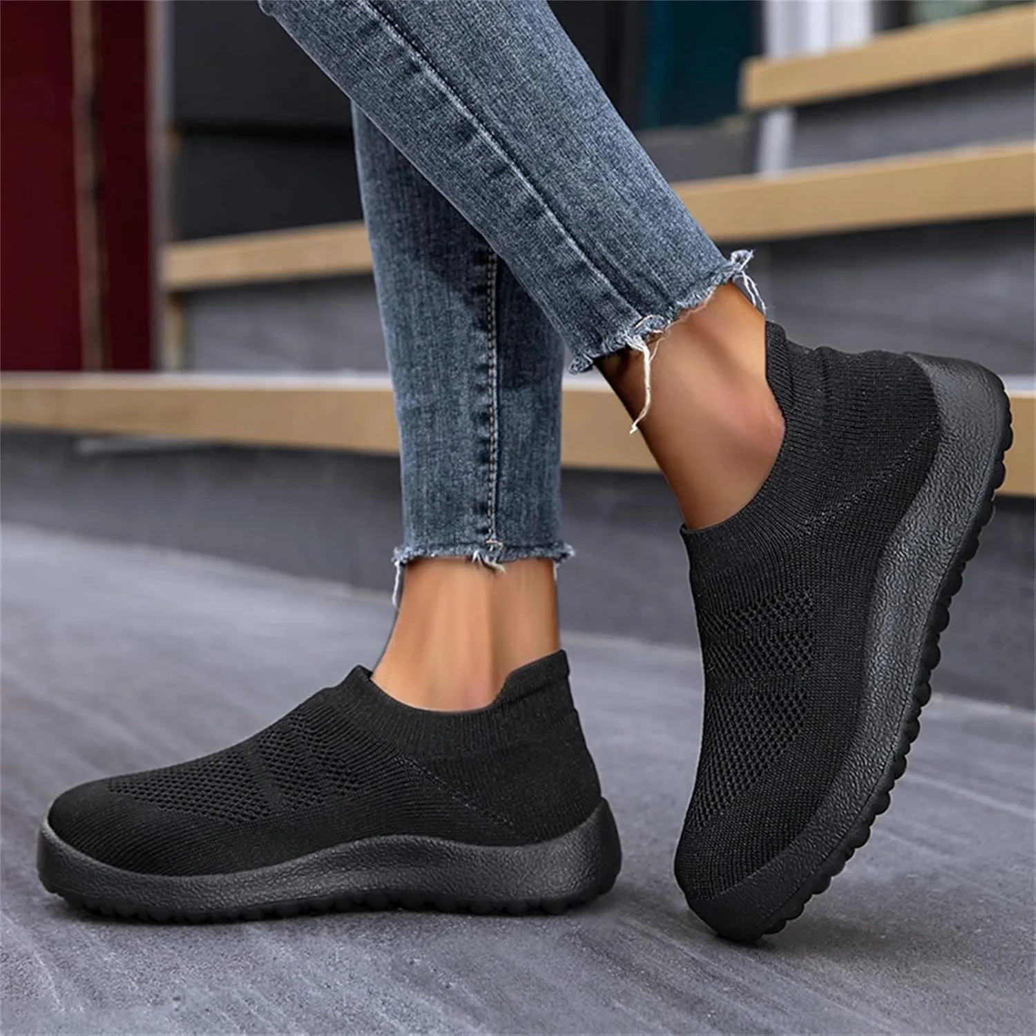 Womens Walking Shoes Wide Diabetic Shoes Running Shoes for Men Flat Feet Casual Black Shoes Black Platform Sneaker Slip On Tennis Shoe Loafers Shoe