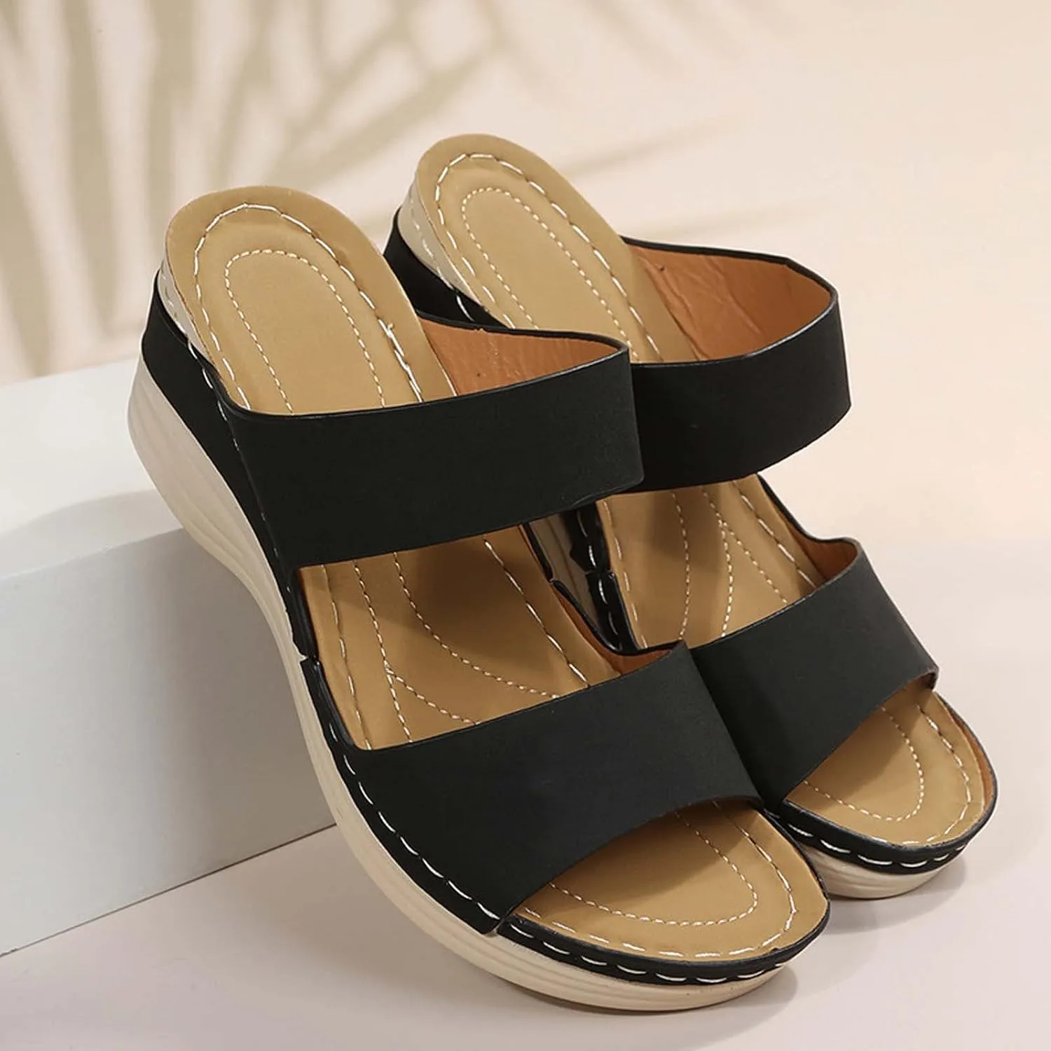Womens Wedge Sandals 2025 Summer Retro Open Toe Beach Sandals Comfortable Orthotic Sandals Arch Support Walking Shoes