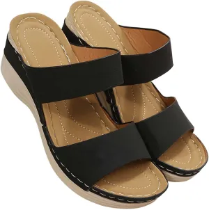 Womens Wedge Sandals 2025 Summer Retro Open Toe Beach Sandals Comfortable Orthotic Sandals Arch Support Walking Shoes
