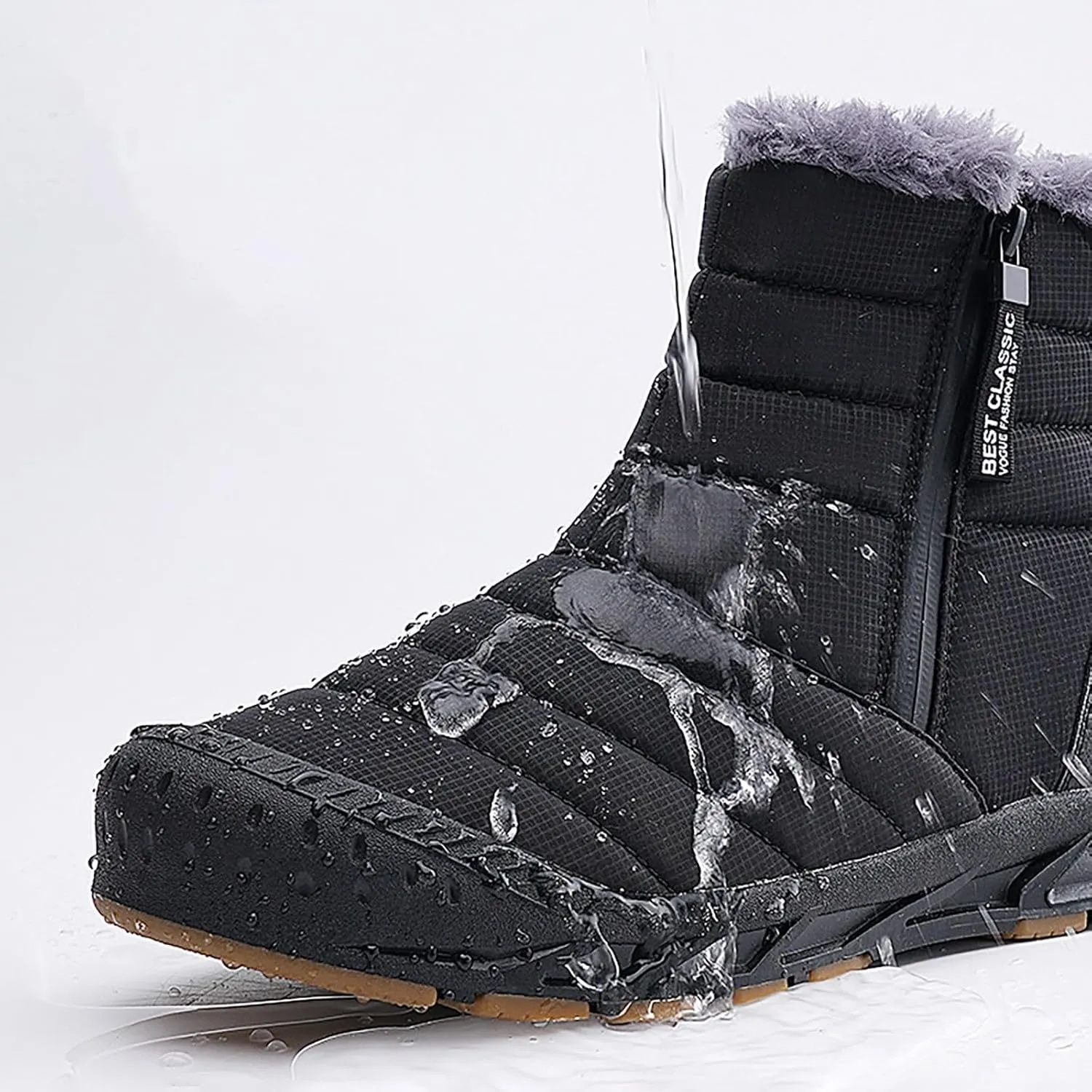 Women's Winter Snow Boots Warm Fleece Lined Ankle Booties Fashion Sneakers Slip On Outdoor Shoes Wide Width Short Boots Comfortable Insulated Non-Slip Walking Shoes Lightweight