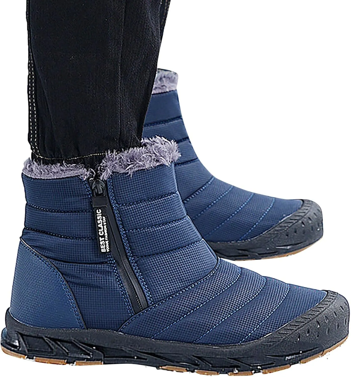 Women's Winter Snow Boots Warm Fleece Lined Ankle Booties Fashion Sneakers Slip On Outdoor Shoes Wide Width Short Boots Comfortable Insulated Non-Slip Walking Shoes Lightweight