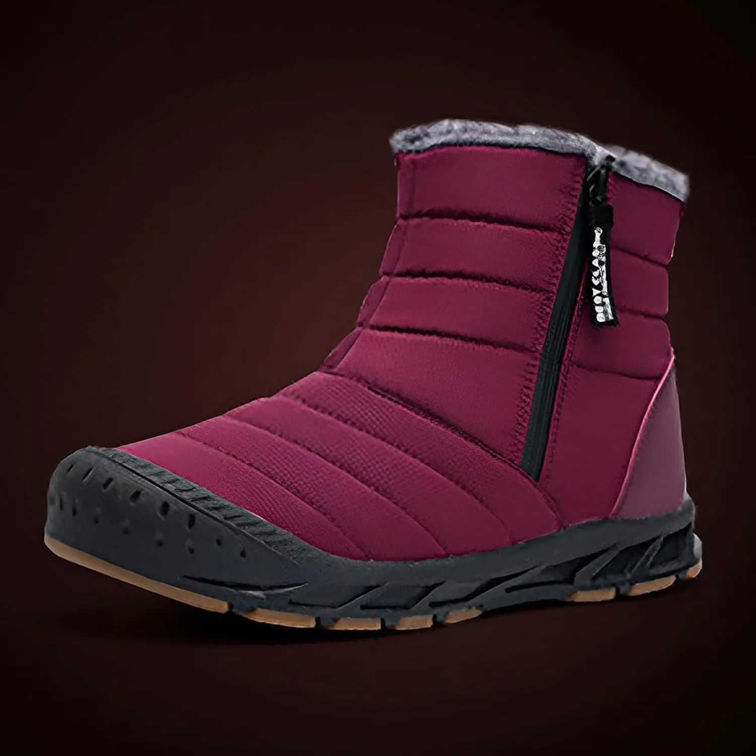 Women's Winter Snow Boots Warm Fleece Lined Ankle Booties Fashion Sneakers Slip On Outdoor Shoes Wide Width Short Boots Comfortable Insulated Non-Slip Walking Shoes Lightweight