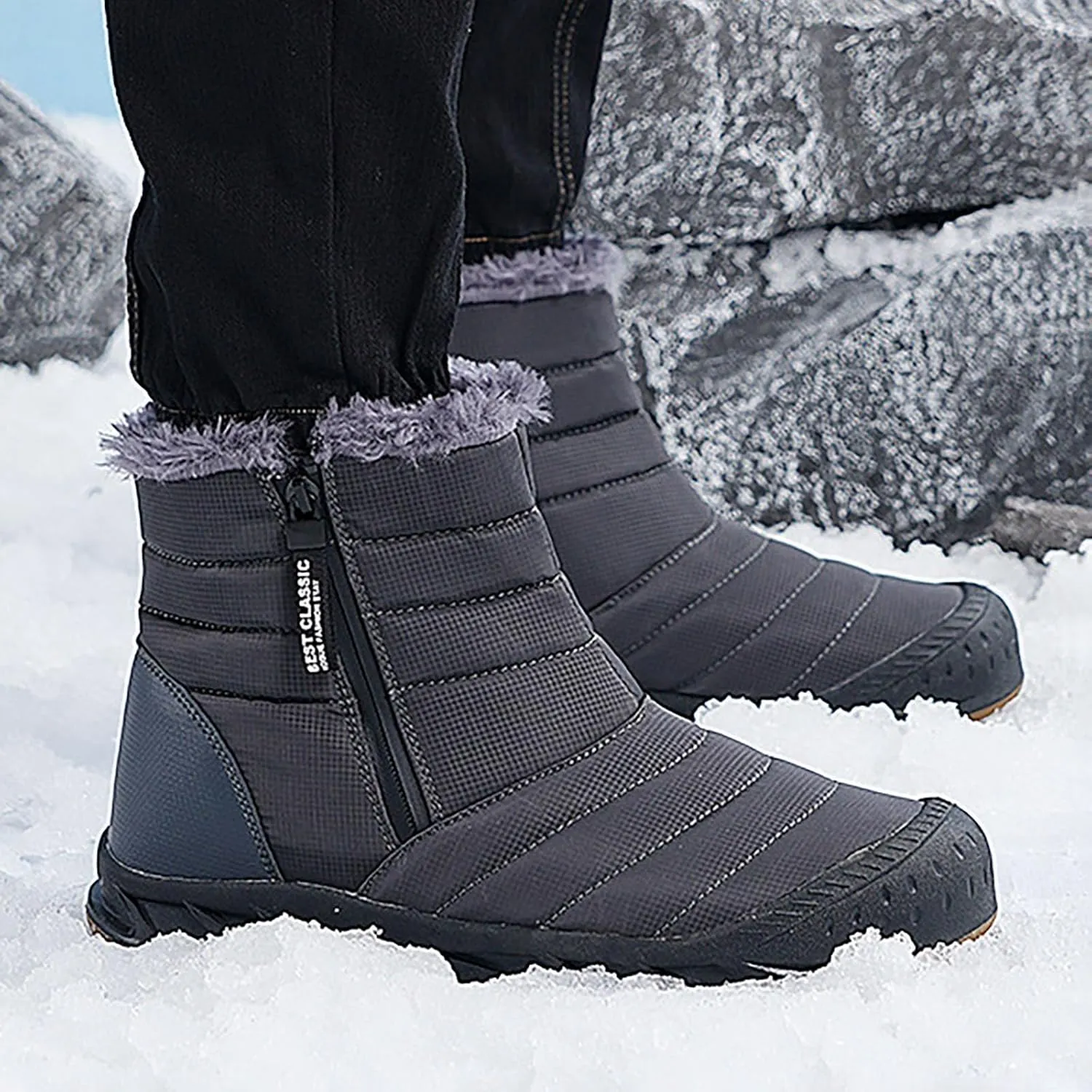 Women's Winter Snow Boots Warm Fleece Lined Ankle Booties Fashion Sneakers Slip On Outdoor Shoes Wide Width Short Boots Comfortable Insulated Non-Slip Walking Shoes Lightweight
