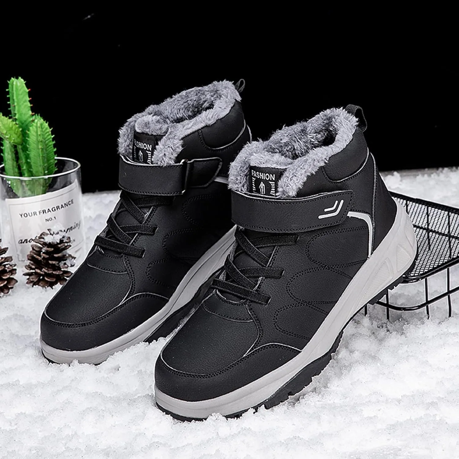 Work Boots for Men Steel Toe Hiking Sneakers Shoes with Fur Lined Womens Safety Toe Shoes Wide Width Wide Outdoor Shoes Slip on Loafers Hike Grounded Footwear