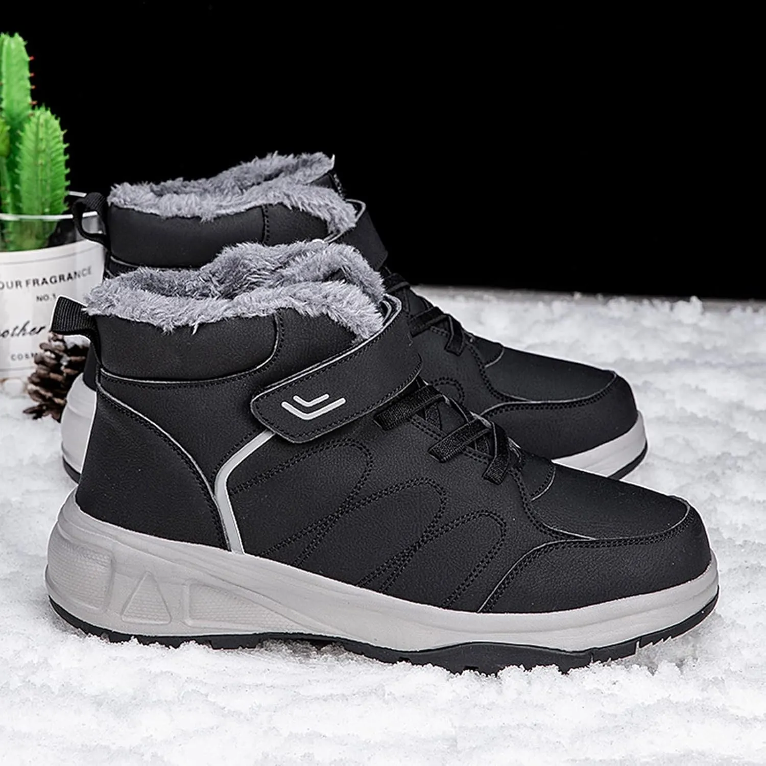 Work Boots for Men Steel Toe Hiking Sneakers Shoes with Fur Lined Womens Safety Toe Shoes Wide Width Wide Outdoor Shoes Slip on Loafers Hike Grounded Footwear