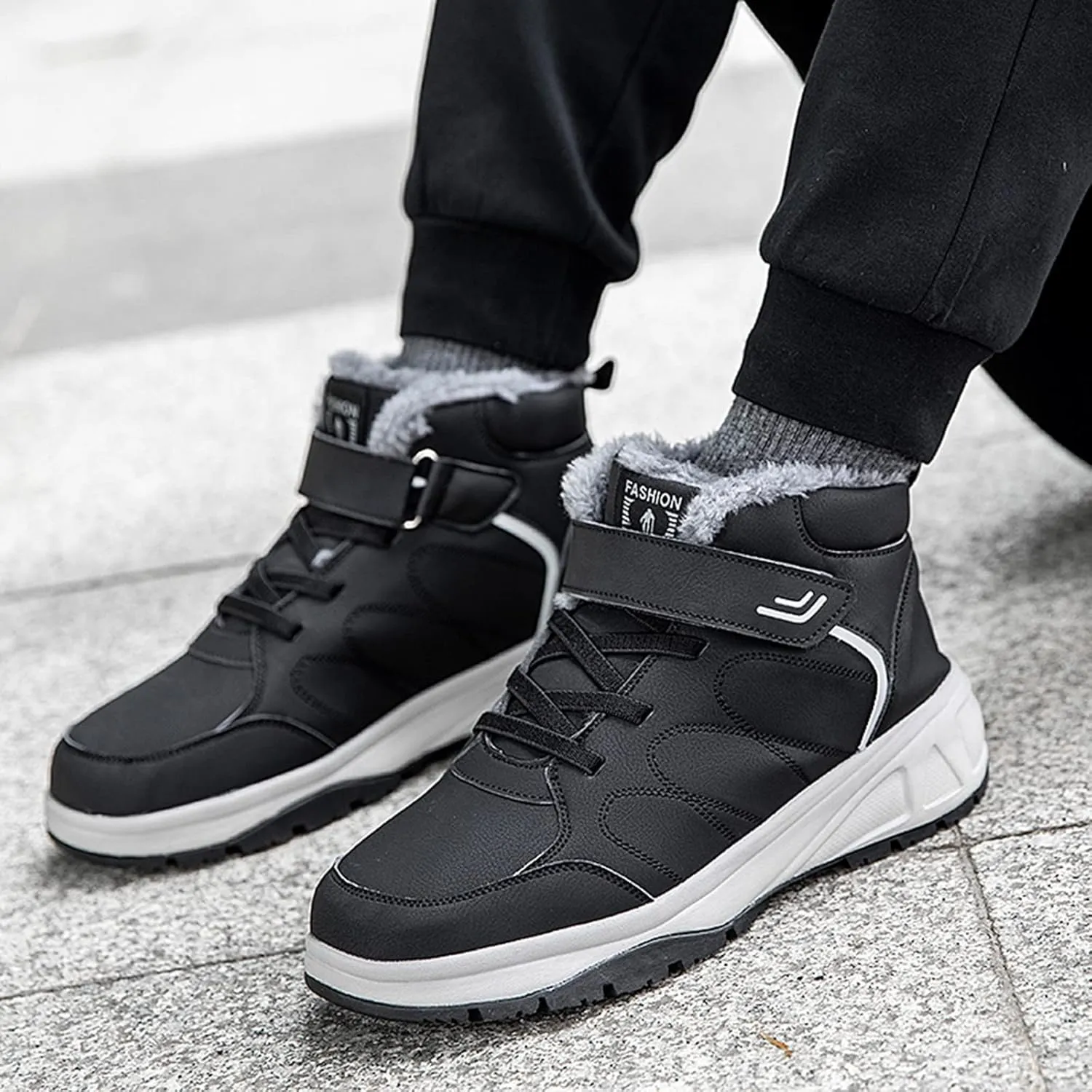 Work Boots for Men Steel Toe Hiking Sneakers Shoes with Fur Lined Womens Safety Toe Shoes Wide Width Wide Outdoor Shoes Slip on Loafers Hike Grounded Footwear