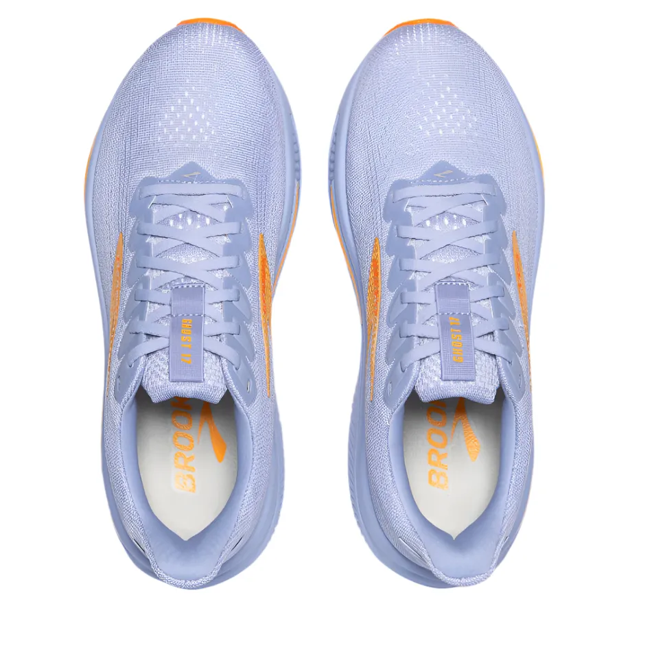 Fashion Must-Have Flexible Outsole Flexure Brooks Women's Ghost 17 Running Shoes in Blue Heron/White/Orange AW25