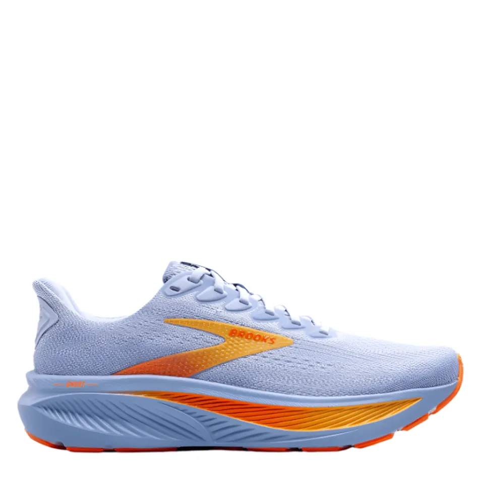 Brooks Women's Ghost 17 Running Shoes in Blue Heron/White/Orange AW25 Quick Outfits