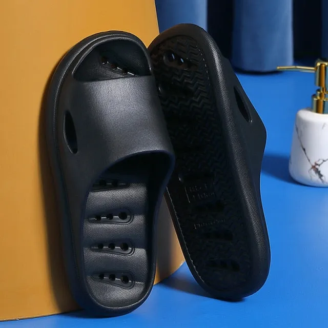 Yeknu Home Slippers Summer Thick Platform Woman Sandals Indoor Bathroom Anti-slip Slides Ladies Men&#39;s Shoes Mules Dropshipping