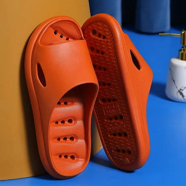 Yeknu Home Slippers Summer Thick Platform Woman Sandals Indoor Bathroom Anti-slip Slides Ladies Men&#39;s Shoes Mules Dropshipping