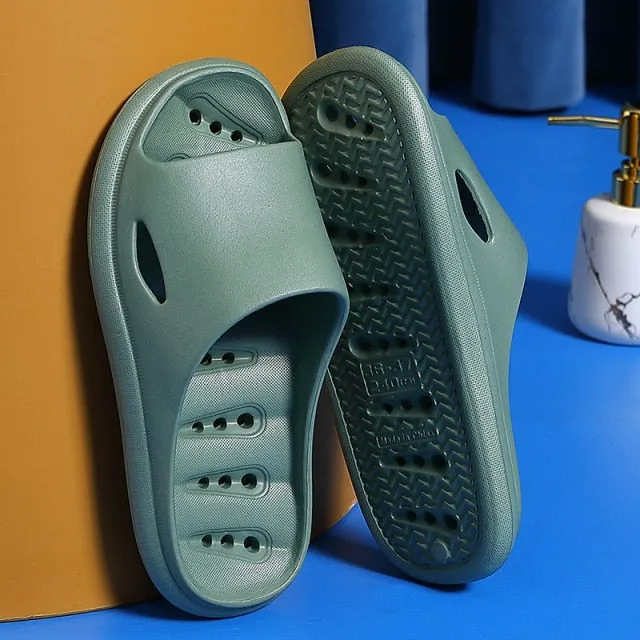 Yeknu Home Slippers Summer Thick Platform Woman Sandals Indoor Bathroom Anti-slip Slides Ladies Men&#39;s Shoes Mules Dropshipping