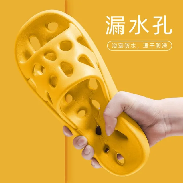 Yeknu Home Slippers Summer Thick Platform Woman Sandals Indoor Bathroom Anti-slip Slides Ladies Men&#39;s Shoes Mules Dropshipping
