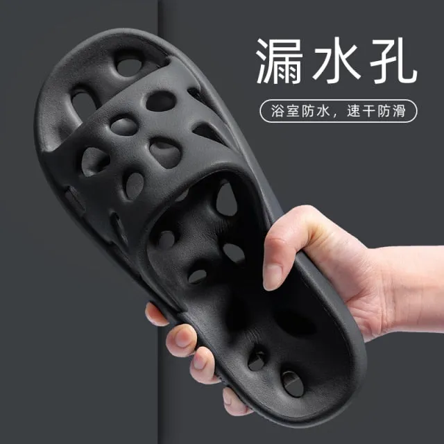 Yeknu Home Slippers Summer Thick Platform Woman Sandals Indoor Bathroom Anti-slip Slides Ladies Men&#39;s Shoes Mules Dropshipping