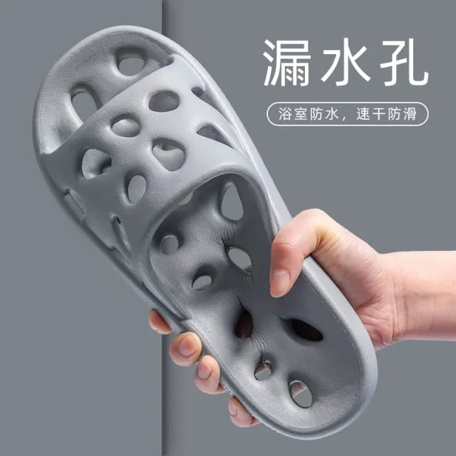 Yeknu Home Slippers Summer Thick Platform Woman Sandals Indoor Bathroom Anti-slip Slides Ladies Men&#39;s Shoes Mules Dropshipping